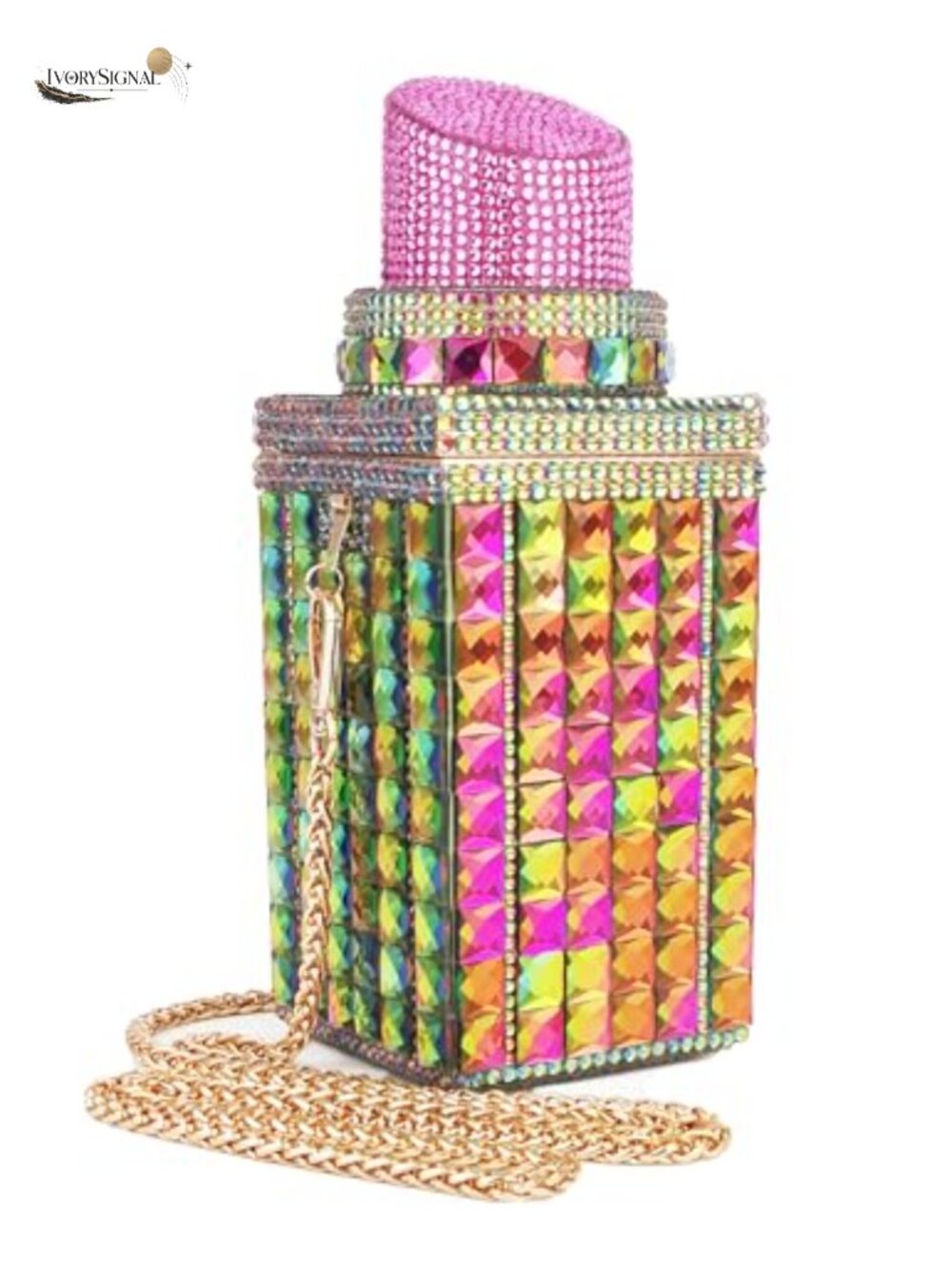 Women's Rhinestone Crystal Lipstick Shape Clutch Evening Bag Sparkly Banquet